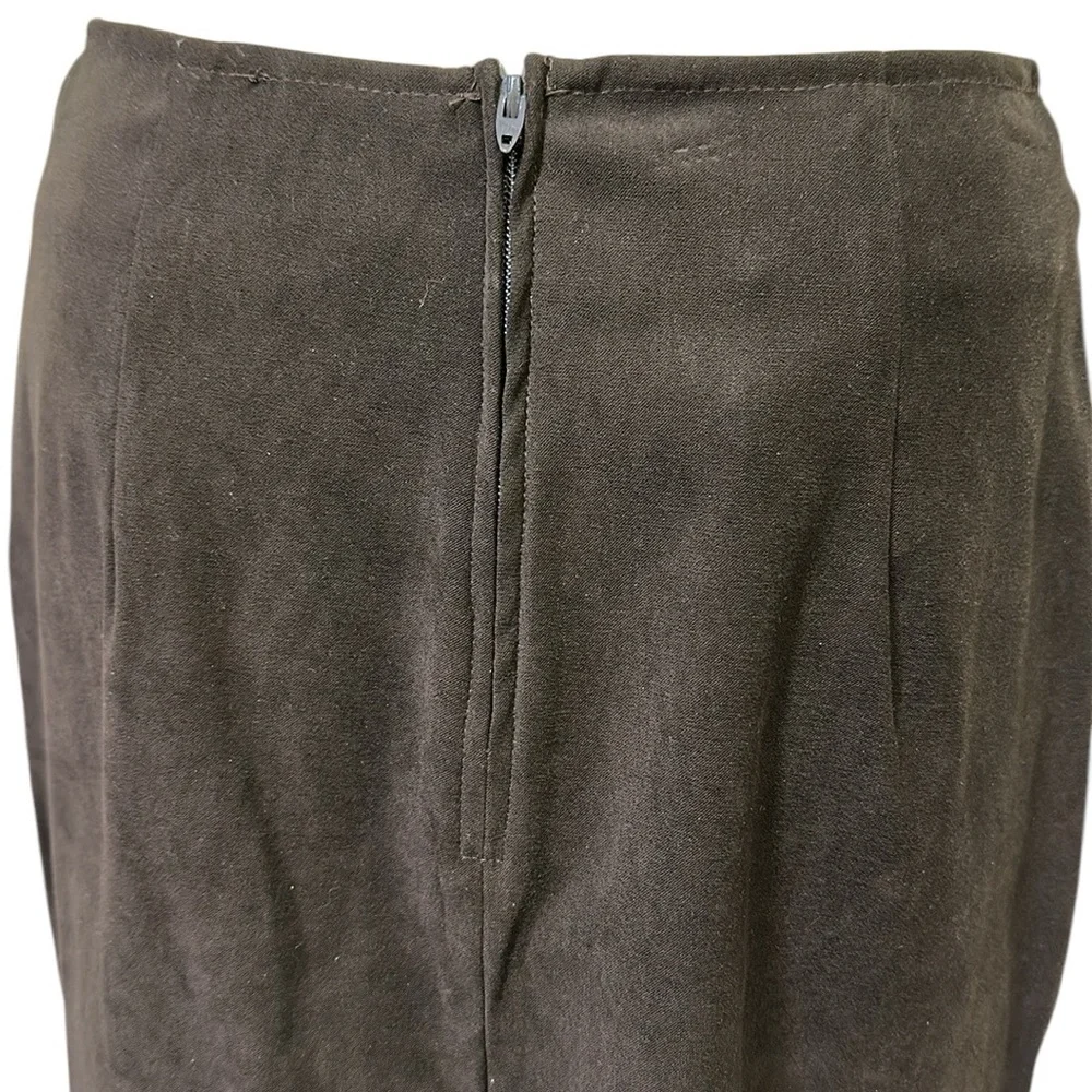 Brown Faux Suede Zip Back Pencil Skirt Sueded Imported Dry Clean Womens 5/6